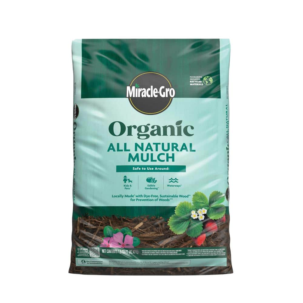 Miracle-Gro Organic All Natural Mulch 1.5 Cu. Ft. Shredded Bagged Mulch ...