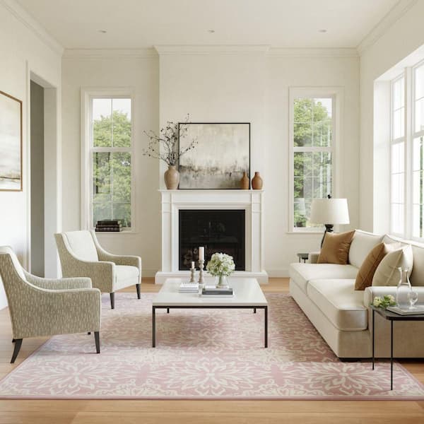 Jubilant Ivory/Pink 6 ft. x 9 ft. Moroccan Farmhouse Area Rug