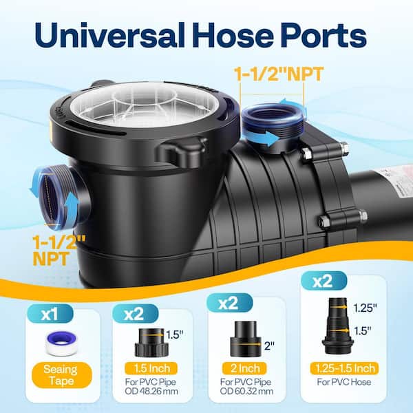 2 Speed 2HP 230v 1.5 NPT INGROUND Swimming POOL PUMP MOTOR w/Strainer Hayward