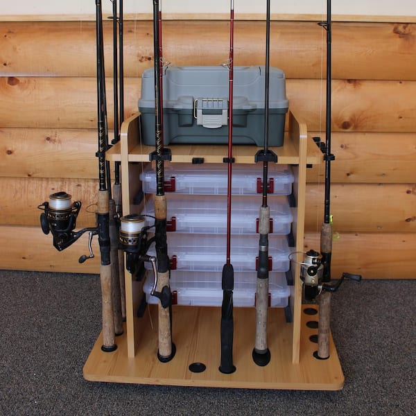 Rush Creek Creations 14 Fishing Rod Rack with 4-Drawer Storage and Dual Rod  Clips Features a Sleek Design and Wire Racking System 38-2002 - The Home  Depot