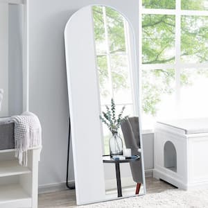 Arched Aluminum Mirror Full Length Mirror Free Standing Mirror Aluminum Frame for Modern Living 71 in. x 31 in., White