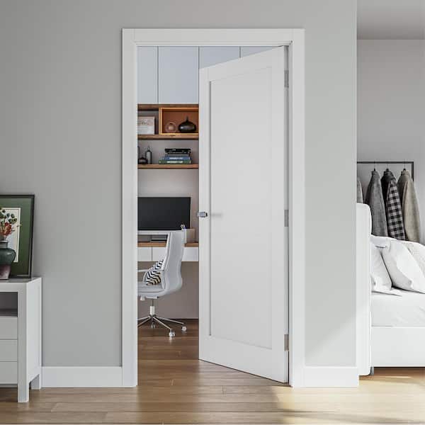 32 in. x 80 in. 1-Panel Shaker Solid Core White Primed Composite MDF Interior Door Slab No Hardware Included