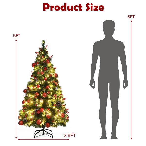 Costway 5 ft. Pre-Lit Hinged Artificial Christmas Tree Snow Flocked with 9  Modes Remote Control Lights CM23510US - The Home Depot