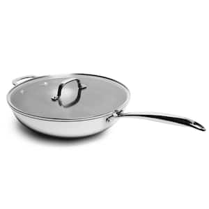 Diamond Tri-ply 5 QT. Stainless Steel Nonstick Wok with Glass Lid