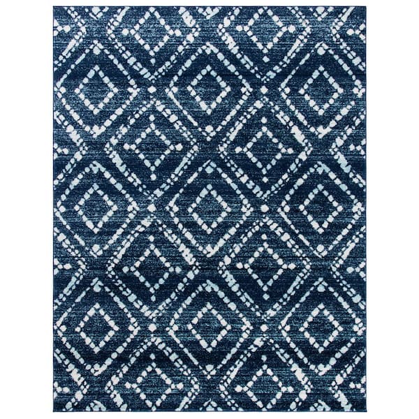 SAFAVIEH Adirondack Navy/Ivory 10 ft. x 14 ft. Multi-Diamonds Area Rug