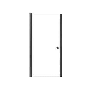 Lyna 33 in. W x 70 in. H Pivot Frameless Shower Door in Matte Black with Clear Glass