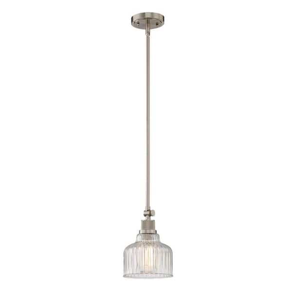 Unbranded Valence 7 in. 1-Light Pendant in Satin Nickel with Clear Glass Pendant Light