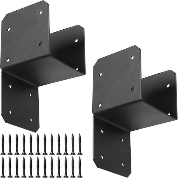 4 x 4 Carbon Steel Post Cap Tie Brackets Black Heavy-Duty Rust-Resistant Anchor Connector Support for Wood Deck 2 Pack