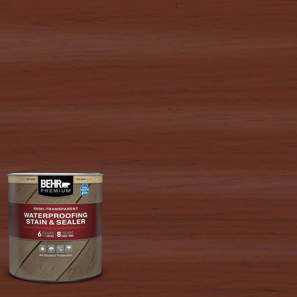 BEHR PREMIUM 1 qt. #ST-118 Terra Cotta Semi-Transparent Waterproofing ...