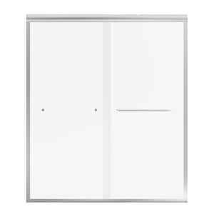 60 in. W x 70 in. H Double Sliding Semi-Frameless Shower Door in Chrome Finish with Clear Tempered Glass