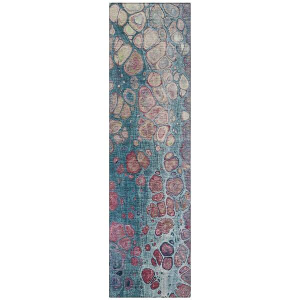 Chantille Machine Washable Indoor/Outdoor Abstract ACN1940 Teal 2 ft. 3 in. x 7 ft. 6 in. Runner Rug
