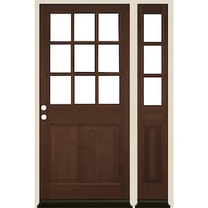 50 in. x 80 in. Right Hand 9-Lite with Beveled Glass Provincial Stain Douglas Fir Prehung Front Door Right Sidelite