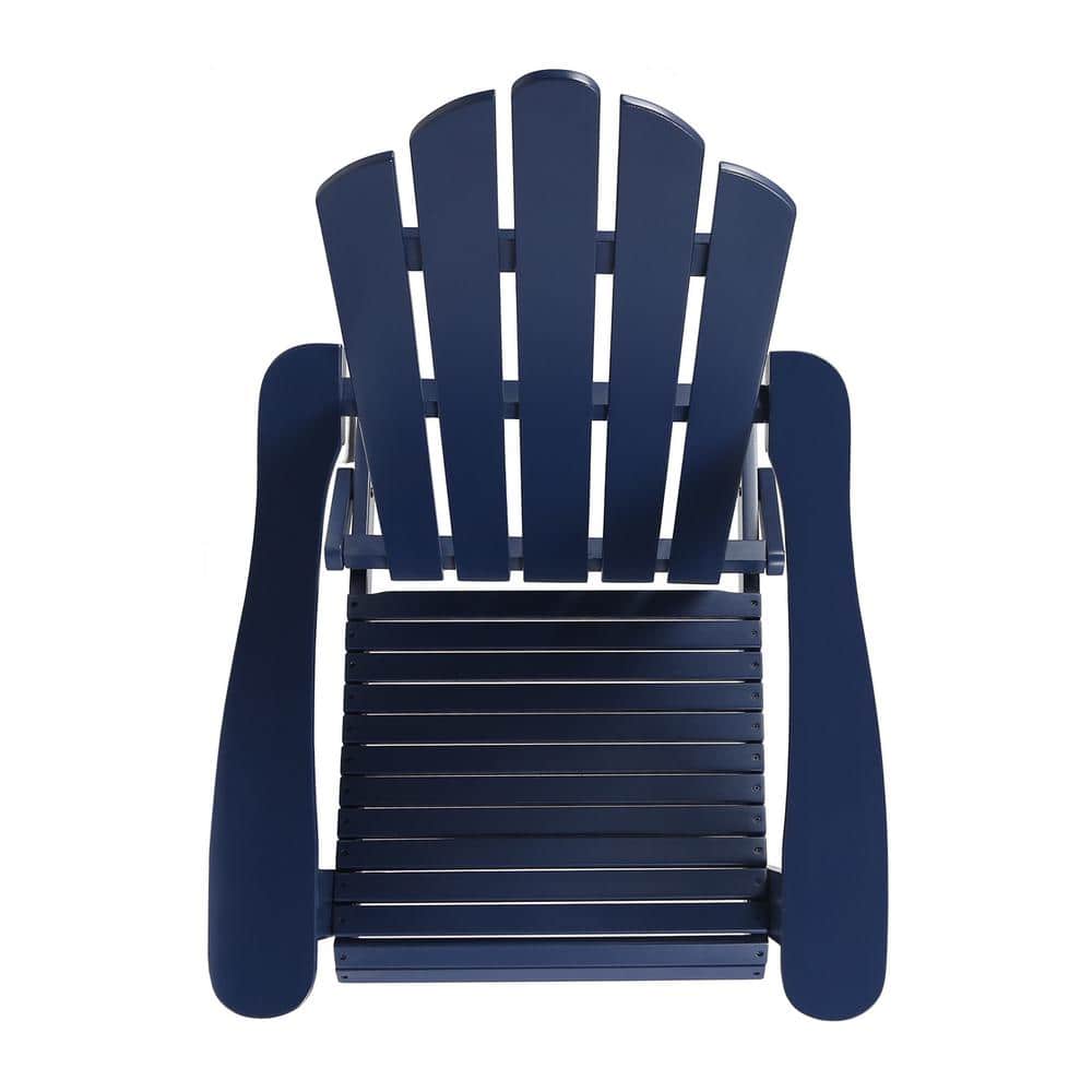 Harlee Mid-Century Blue Foldable Acacia Wood Adirondack Chair