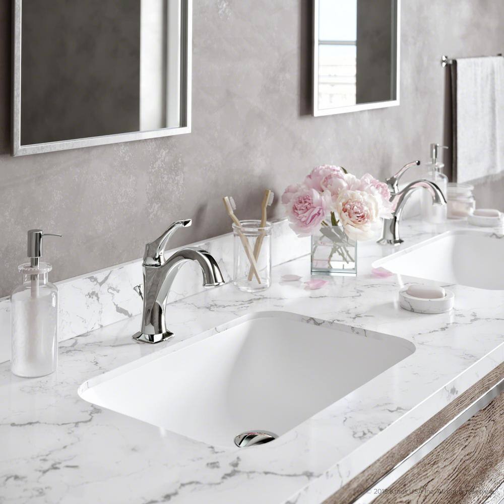 Arlo Chrome Single Handle Brass Bathroom Faucet with Lift Rod Drain