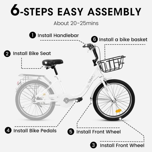 Cesicia 20 in. White Steel Kids Bike 1-Speed with Coaster Brake