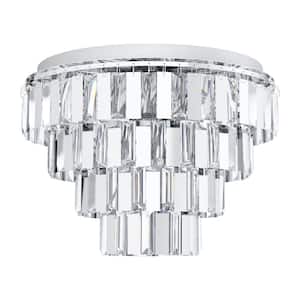 Erseka 19.69 in. W x 21.06 in. H 7-Light Chrome Tiered Chandelier with Clear Rectangular Shaped Crystals