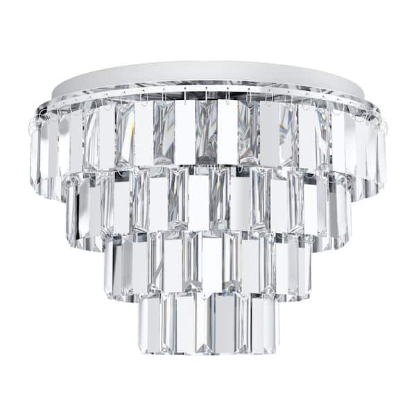Eglo Erseka 19.69 in. W x 21.06 in. H 7-Light Chrome Tiered Chandelier with Clear Rectangular Shaped Crystals