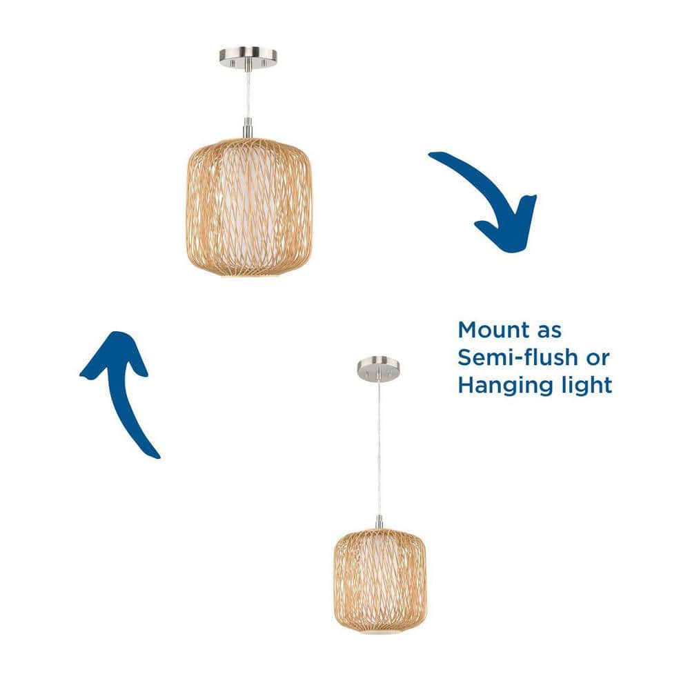 Natural Rattan and Glass Mini Pendant Light