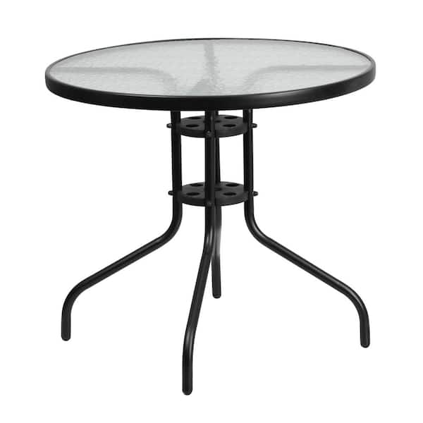 Carnegy Avenue Clear/Black Round Metal Outdoor Bistro Table