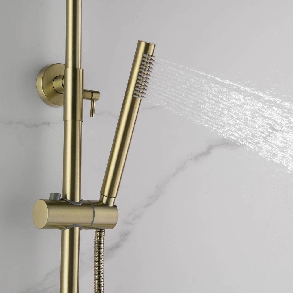 Brushed Gold Adjustable Rain Shower System with Handheld