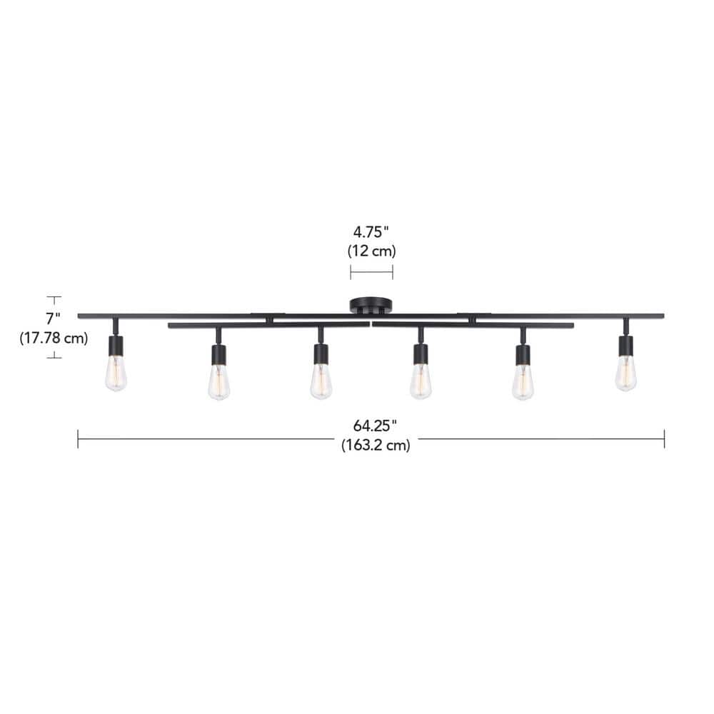 Matte Black 6-Light Double Swivel Track Lighting