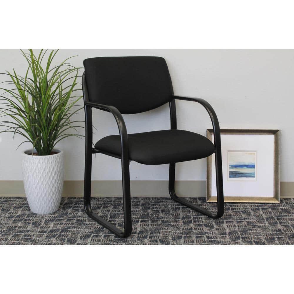 Elegant Gray Fabric Guest Chair with Metal Wood Frame