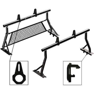 800 lbs. Universal Low Profile Pickup Truck Ladder Rack Set w/ Mounting Clamps Load Stops Window Protector (27-3/4 in.)