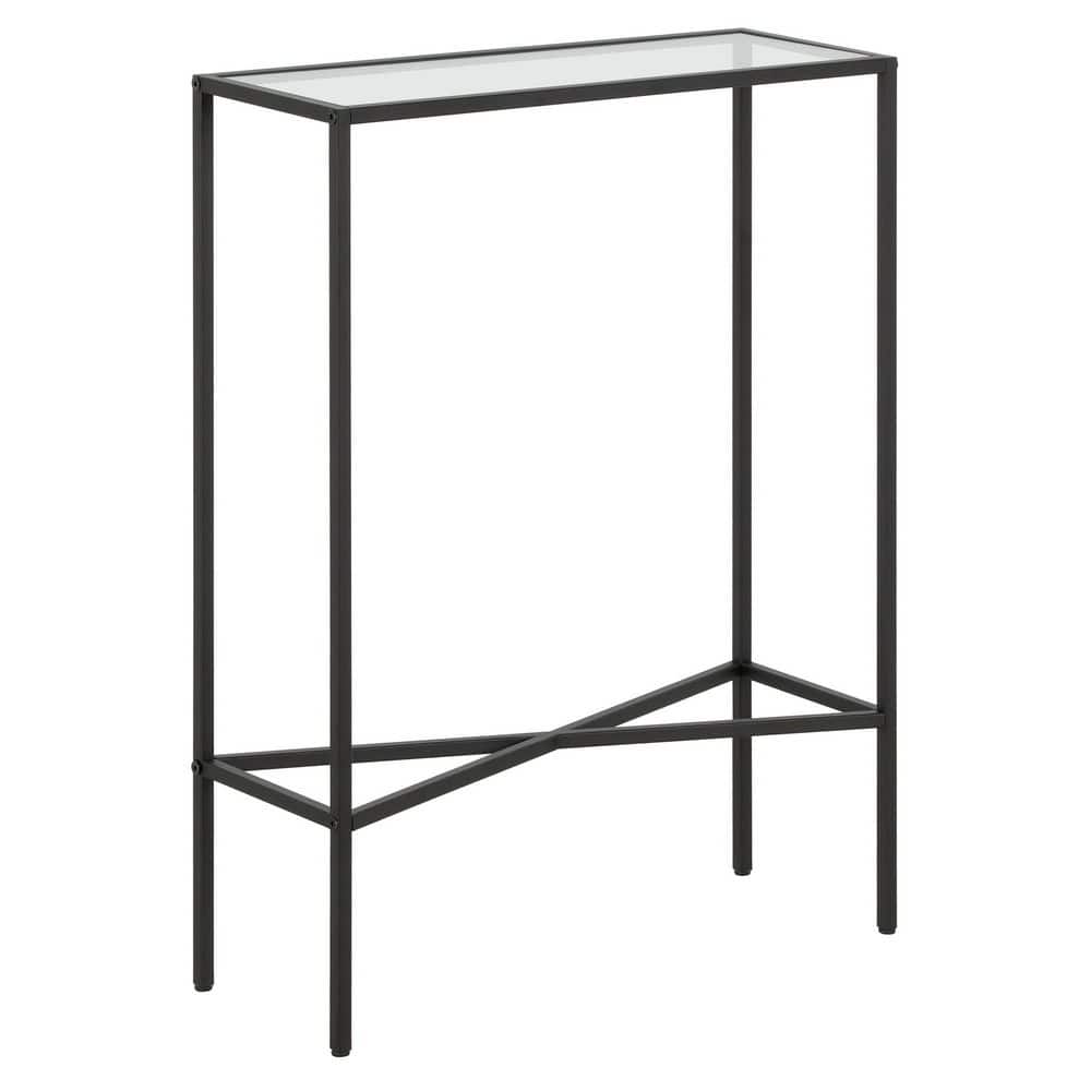 Henley 22" Blackened Bronze Steel and Glass Hallway Table