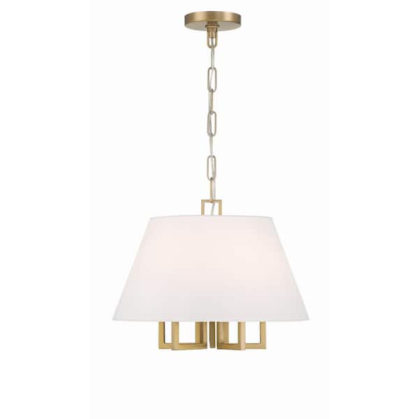 Crystorama Westwood 5-Light Vibrant Gold Chandelier with Silk Shade
