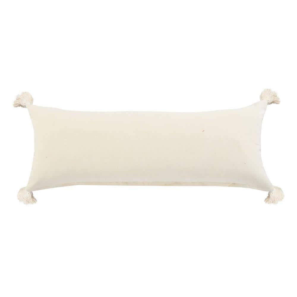 Aqua and White Bohemian Quarry Striped Lumbar Pillow, 14" x 36"