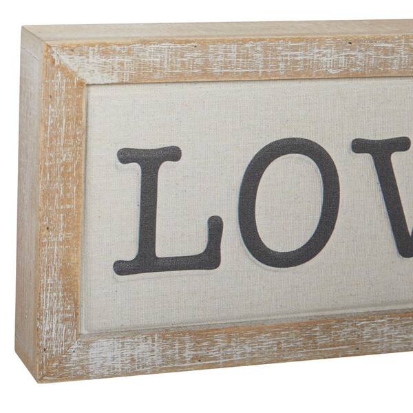 Deco 79 Wood Sign Love and Home Wall Decor, Set of 2 12W, 6H, White