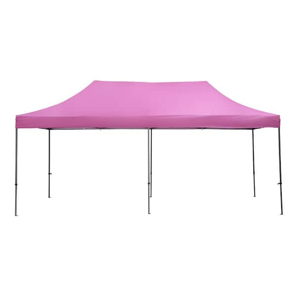 OVASTLKUY 10 ft. x 20 ft. Pink Pop up Canopy Tent Gazebo for Beach ...