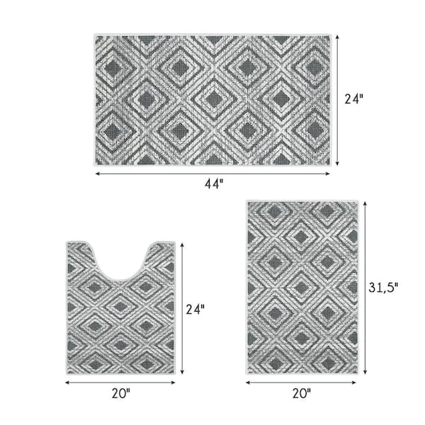  Industrial Geometry Pattern Grey Background Bath Mat