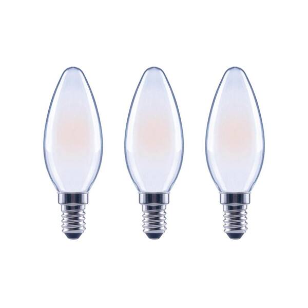 EcoSmart 60-Watt Equivalent B11 Candle Dimmable Frosted Glass Filament Vintage Edison LED Light Bulb Soft White (3-Pack)