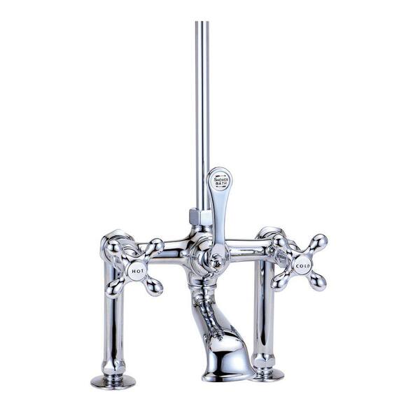 Elizabethan Classics RM14 3-Handle Claw Foot Tub Faucet with Metal Cross Handles in Oil Rubbed Bronze