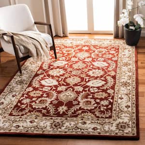 Royalty Red/Ivory 7 ft. x 7 ft. Square Border Area Rug