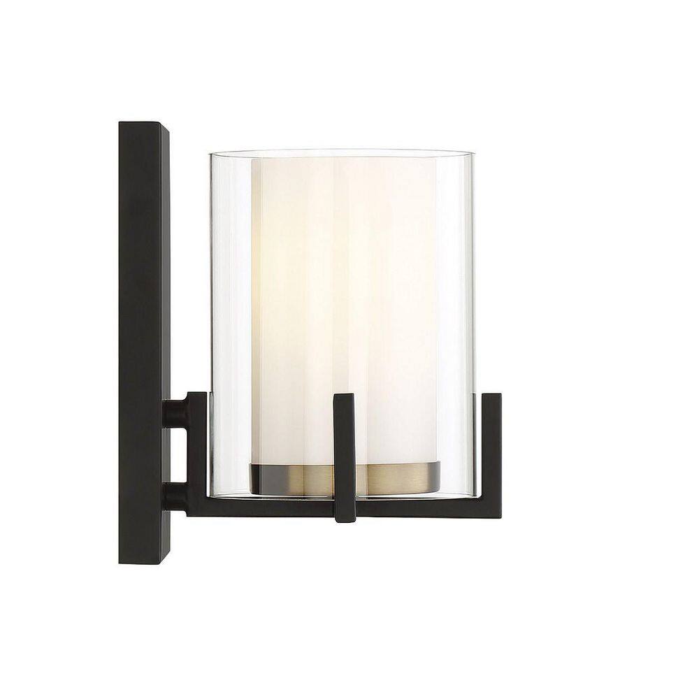 Eaton 8.25" Matte Black and Warm Brass Contemporary Outdoor Wall Sconce