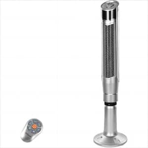 12.6 in. W 8 Speed Portable Tower Fan with 360° Oscillation, Remote Control, 3 Modes Setting, Timer in Silver