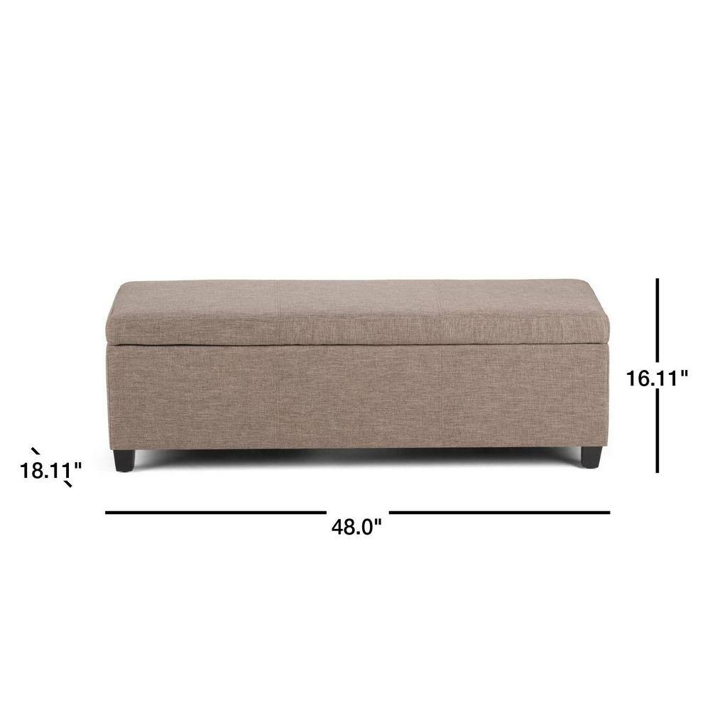 Fawn Brown Polyester Rectangular Storage Ottoman with Edge Stitching