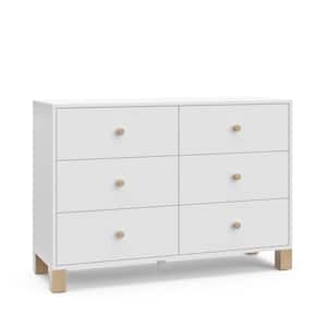 California White and Driftwood 6-Drawer 53.35 in. Wide Dresser