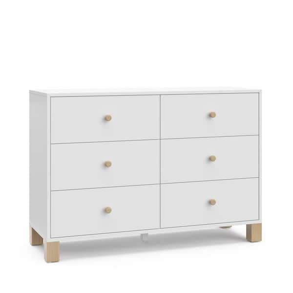 California White and Driftwood 6-Drawer 47.72 in. Wide Dresser