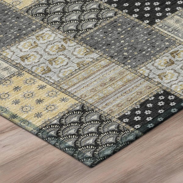 Chantille Machine Washable Indoor/Outdoor Abstract ACN2923 Graphite 2 ft. x 3 ft. Accent Rug