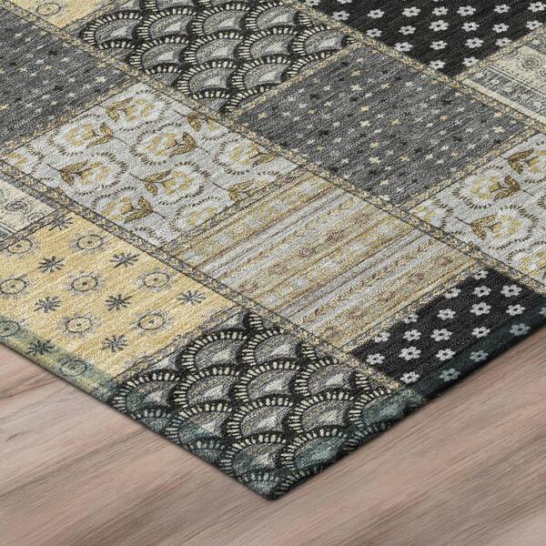 Chantille Machine Washable Indoor/Outdoor Abstract ACN2923 Graphite 9 ft. x 12 ft. Area Rug