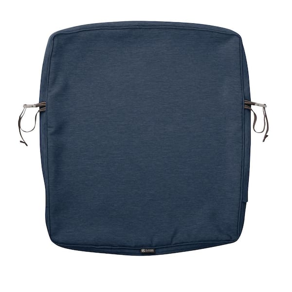 Classic Accessories Montlake FadeSafe 21 in. W x 23 in. H x 2 in. D Patio Dining Back Cushion Slip Cover in Heather Indigo Blue