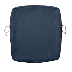 Montlake FadeSafe 21 in. W x 25 in. H x 2 in. D Patio Dining Back Cushion Slip Cover in Heather Indigo Blue