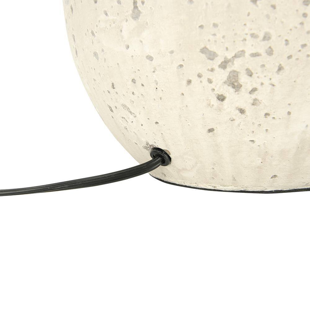 Distressed White Cement Table Lamp with Beige Linen Shade