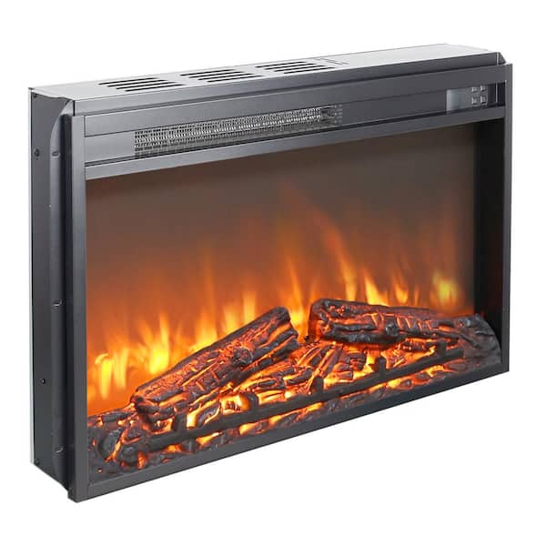 26 in. 1400 W Patio Electric Heater with Log Set Realistic Flame and Overheating Protection