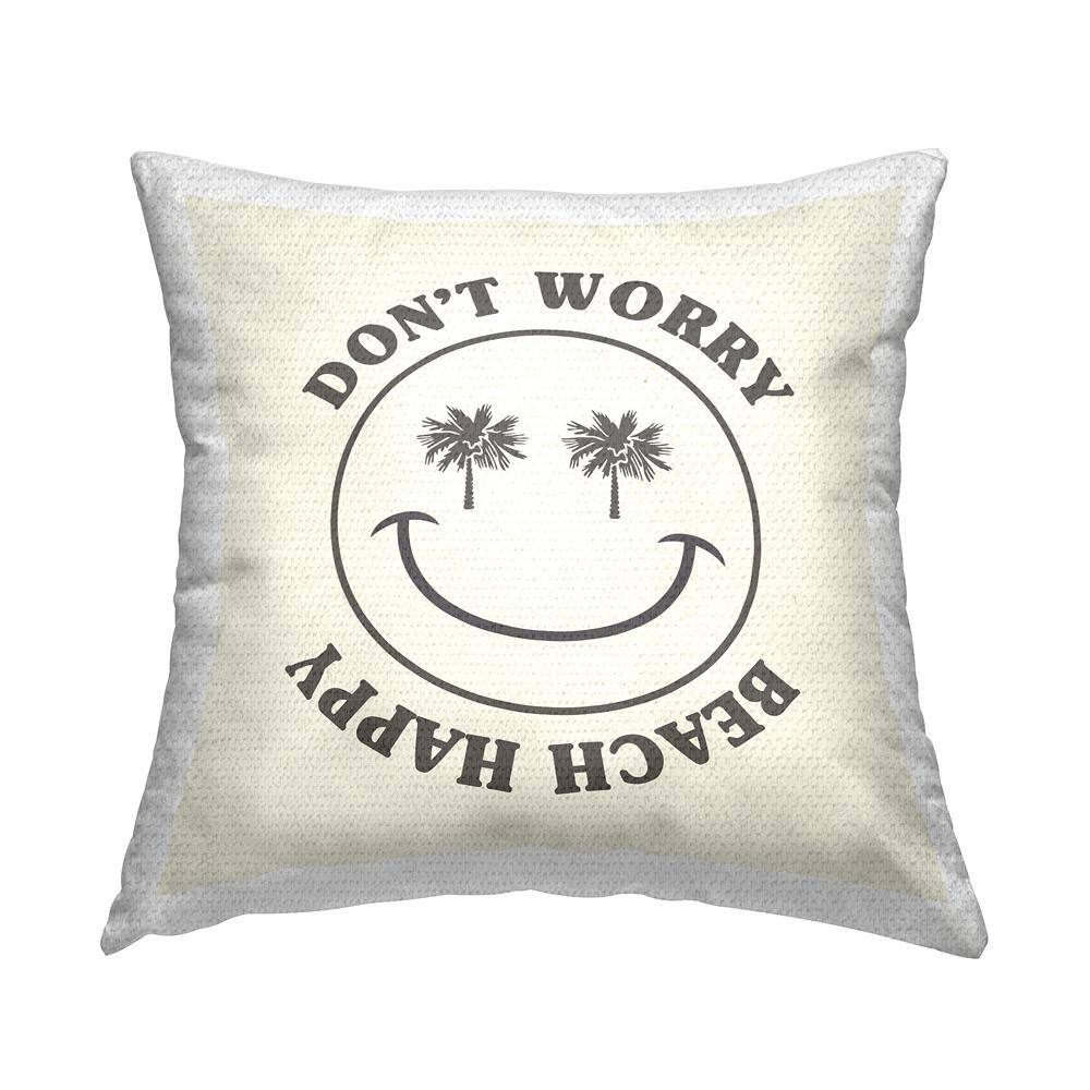 Don't Worry Beach Happy Beige Square Outdoor Throw Pillow price history on PriceWatchPro