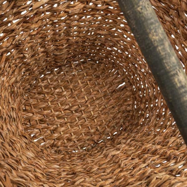 Natural Bankuan Braided Oval Toilet Paper Basket with Wood Bar