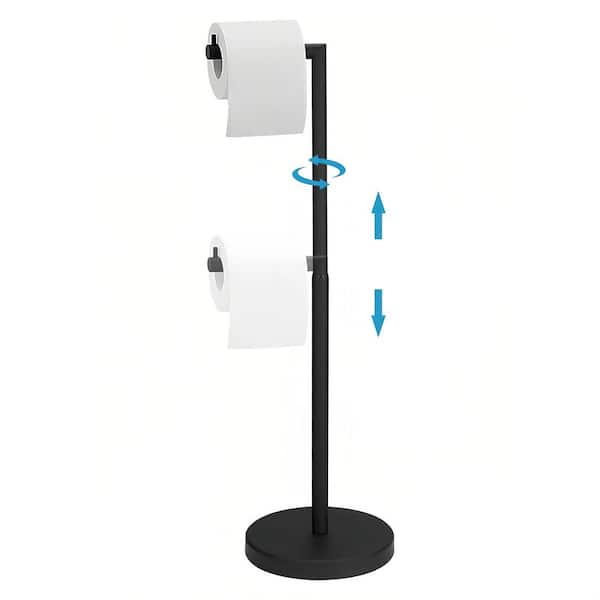Freestanding Stainless Steel Toilet Paper Stand in Matte Black